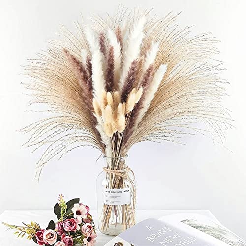 150 Stück Pampasgras Getrocknete - Natürliche Trockenblumen Set, Flauschiges Strauß Dried Flowers Trockene Blumen Für Hochzeit, Party, Boho Deko, Tischdeko, Balkon, Outdoor, Zimmer, Blumen Vasen Deko