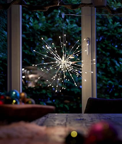 Northpoint LED Eiskristallleuchte 90 LEDs Ø50cm für Innen und Außen mit Timerfunktion 10m Zuleitungskabel (Silber warmweiß)