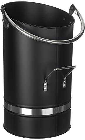 LIVIVO Ellipse Coal Bucket With Nickel Coated Handle - Powder Coated Stainless Steel - Heavy Duty Multipurpose Fireplace Coal Hod
