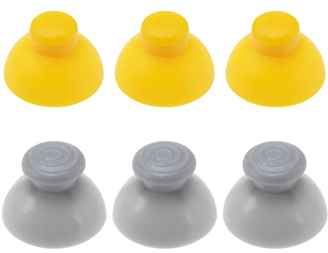 EMSea 6 Stück Analoge Joysticks Ersatzkappen Regler Abdeckungen Kompatibel mit Nintendo GameCube Controller Ersatz Zubehör aus ABS, Gelb Und Grau
