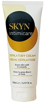 SKYN Intimicare: Intime Enthaarungscreme (150 ml) für Frauen und Männer/geruchlos, wirkt schnell auf alle Arten von Schamhaare (feines bis dickes Haar)