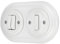 Interruptor de porcelana retro I doble interruptor I 2 enchufes I All-in-One I Serie PR1 blanco
