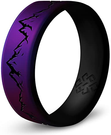 Knot Theory Wellen, Berg, Wald, Silikonring für Damen und Herren – Silikon-Ehering für sportliche Aktivitäten, atmungsaktiv, bequeme Passform, 6 mm Bandbreite