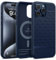 Caseology Parallax Mag Kompatibel mit iPhone 15 Pro Max Hülle [Magnetisch] [Schutz in Militärqualität] mit Seitlichen Griffmustern iPhone 15 Pro Max Hülle - Mitternacht Blau