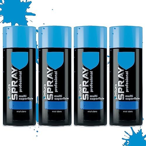 various Pintura Spray Azul Cralo de 400 ml Adecuado para las Superficies de Metal, Madera y Plástico Pack de 4 Unidad