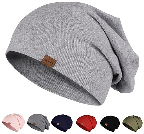 YANIKY Mütze Herren Damen, Slouch Beanie Mütze Baumwolle, Dünne Leichte Mütze, Weich Chemo Mütze, Winddicht Jersey Longbeanie für Alle Jahreszeiten