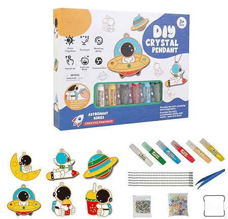 YODAOLI DIY Crystal Paint Arts and Crafts Set, Window Art for Kids Suncatcher Kits, Diamond Art Keychains Kits for Crafts, Arts and Craft Kits for Kids (A)