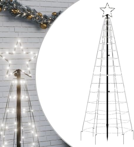 vidaXL LED-Weihnachtsbaum mit Erdspießen 220 LEDs Kaltweiß 180 cm