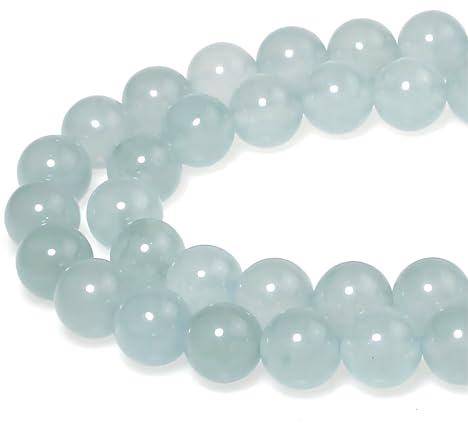 Perlen zum Auffädeln 8mm 43 stück Graublaue Jade Edelsteine Perlen mit Loch Natürliche Lose Runde Steinperlen für Herstellung Schmuck Armbänder Halsketten