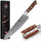 XINZUO Damasco Cuchillo de Cocinero 25.5cm, Cuchillo Chef Forjado a Mano Afilado Cuchillo de Cocina Acero de Damasco de 67 Capas Profesional Cuchillo Gyuto -Mango de Madera de Rosa -Serie Yu