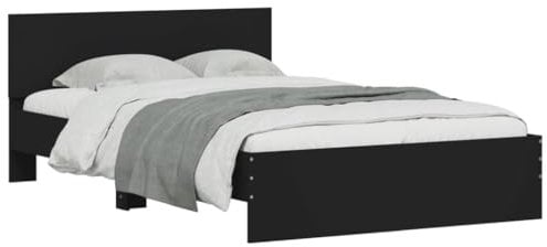 vidaXL Bettgestell, Bettrahmen mit Lattenrost, Bett Gästebett mit Kopfteil, Doppelbett Schlafzimmerbett Schlafzimmermöbel, Schwarz 120x200cm