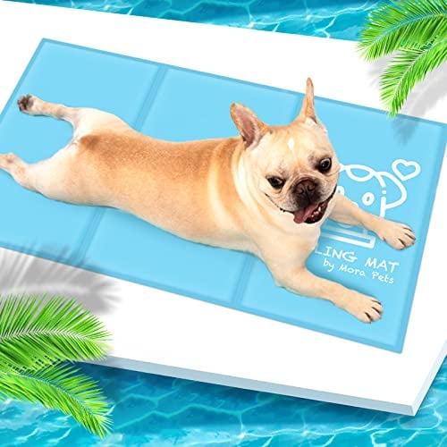 Pawtasy Kühlmatte für Hund, Kühldecke Hunde, Kühlkissen mit Ungiftiges Gel für Klein Mittelgroße Haustiere, Hundekühlmatte Selbstkühlend, Hundedecke Kühl Kühlende Hundematte - L 90 x 50 cm