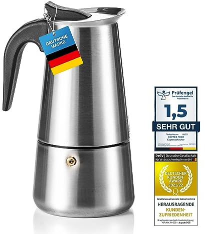 Coffee Fox® machine à expresso en acier inoxydable - Cafetière Machine à café Pot à expresso (9 tasses - 450 ml)