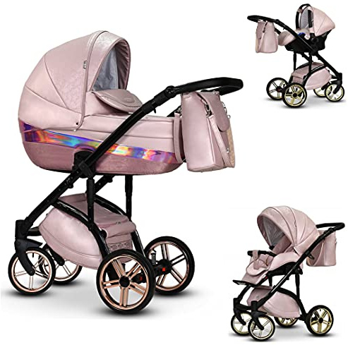 Elcar Kinderwagen-Set 4 in 1 Vip Lux inkl. Sportsitz und Autositz - 12 Teile - Rosa