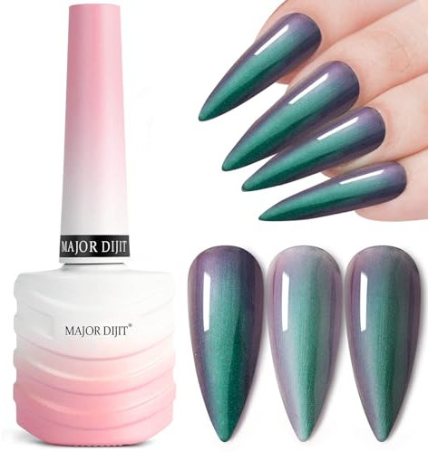 Chameleon Gel Nail Polish - Holographic Gel Nail Varnish - Glitter UV Gel Nail Polish - Magic Green Laser Effect Chrome Nail Gel Polish for Home Soak-off DIY Manicure Nail Art