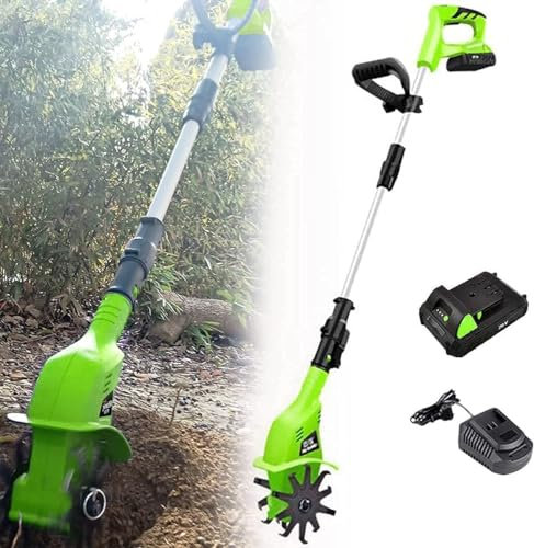 Garden Tiller,Cordless Rotavator 20V Portable Cordless Electric Rototiller For Gardens And Vegetable Plots With Electric Hand-push Soil Cultivator. Rotary tiller, garden, field