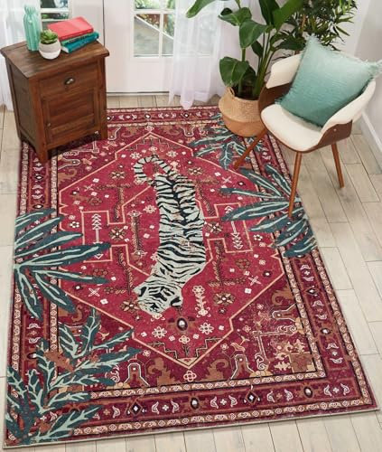 Aldopein Tribal Rugs Sommerteppich, tropisch, 10,2 x 15,2 cm, Weinrot, traditioneller Boho-/Vintage-Teppich, orientalischer Teppich, für Schlafzimmer, Küche, Esszimmer, Wohnzimmer, Eingangsbereich,