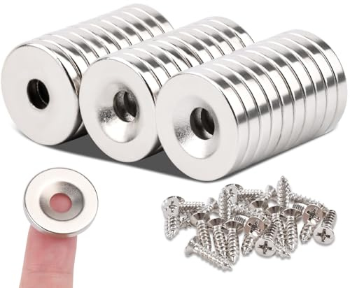 MIN CI MTS - Magneti al neodimio con foro M5, 18 x 3 mm, a vite, a testa svasata, per armadio da cucina, 30 pezzi