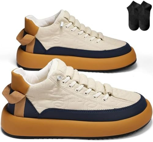MKFTSM Bequeme Plateau-Sneaker für Herren, Schuhe mit weiter Passform und Dämpfungsleistung, leichte, rutschfeste Wanderschuhe zum Schnüren