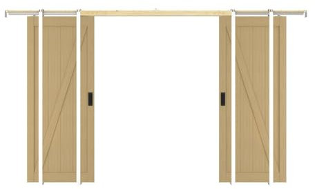 Vente-unique-Puerta doble corredera con sistema de empotramiento de madera y MDF - Natural claro - 2 x H205 x L93 cm - BALERMA
