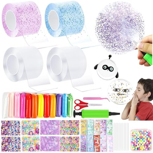 YeahBoom 46 Stücke Nano Tape Bubbles Set, Nano Doppelseitiges Klebeband, Magie Nano Klebeband Set, Nano Bubble Tape Toy Kit, Selbstklebendes Bubble Tape DIY, Bubble DIY Craft Kit für Mädchen, Jungen