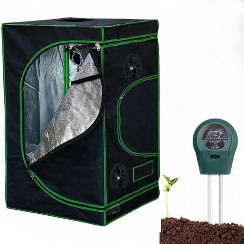 Mucola Growzelt 120x120x200 cm Set mit 3-in-1 Messgerät Zuchtzelt für Hydrokulturen zur Pflanzenzucht | licht- und wasserdicht | Indoor Grow Tent mit reflektierender Innenfolie Zimmergewächshaus