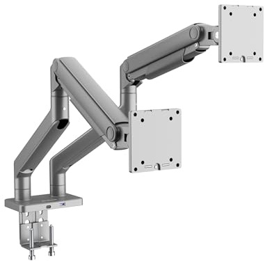 Jan Nowak Monitor Halterung 2 Monitore – Bildschirmhalterung bis 45-Zoll | VESA 75 & 100 mm Schreibtischklemme | USB-C/USB 3.0 Hub | Höhenverstellung | Tragfähigkeit von bis zu 20 kg pro Monitor