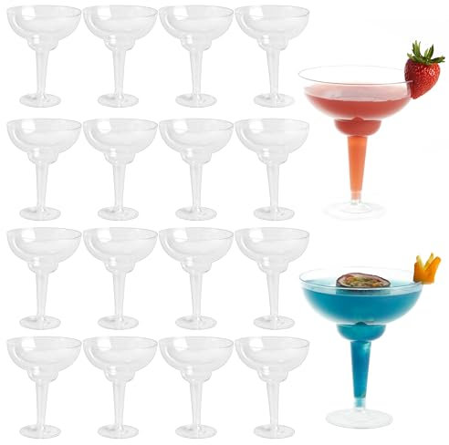 MATANA 60 Elegant Plastic Margarita Cocktail Glasses (360ml / 12oz) - Transparent, Sturdy & Reusable - Daiquiri Martini Glasses for Weddings Birthdays, Christmas & Outdoor Parties