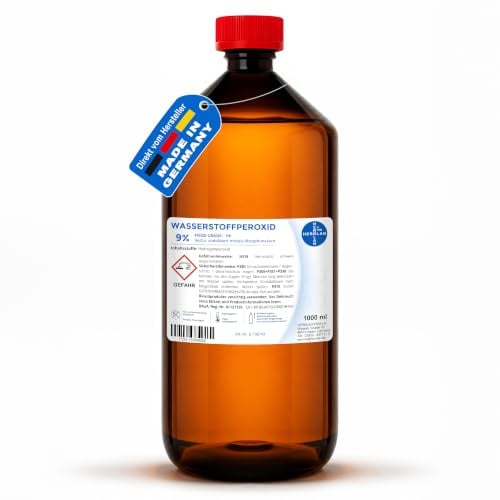 HERRLAN® Wasserstoffperoxid 9% stabilisiert – 1 Liter - FOOD GRADE | H₂O₂ Lösung - Für Wasserpflege, Reinigung & technische Anwendungen - BAuA N-121129 - Made in Germany - MHD 12 Monate