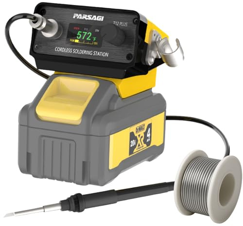 Cordless Soldering Station for Dewalt 20V Battery Adjustable Temperature, OLED Display, Auto Sleep, Low Voltage Protection, °C/ºF Switch, Fast Heating for DIY & Appliance Repair, Enhanced Edition