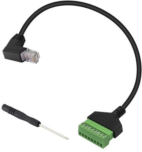 RUNCCI-YUN RJ45 Stecker auf 8 Pins Schraubklemmenblock Adapter, RJ45-Kristallstecker Kabel auf 8 Pins,RJ45-Stecker auf 8P 8C 8Pin Ethernet-Anschluss für CCTV DVR Cat6 Cat5 (30cm Abwärtsbeuge)