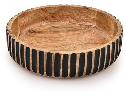 Kimona Saladier rond en bois de manguier pour fruits ou salades, céréales, table de maïs, mariage, anniversaire, pendaison de crémaillère (25,4 x 25,4 x 6,3 cm)