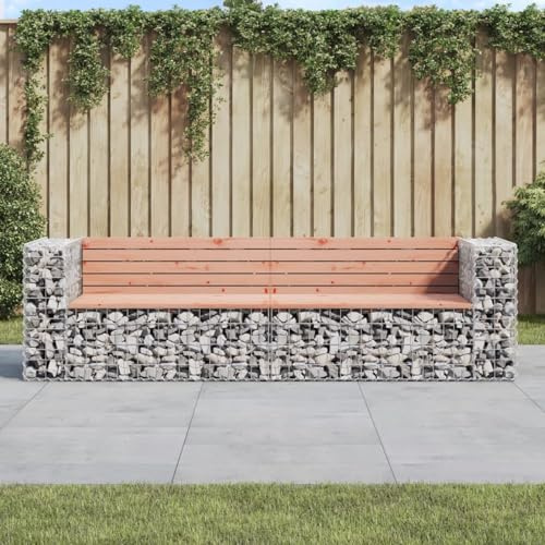 Festnight Gabionen Gartenbank Metall Wetterfest Gabionenkorb Sitzbank Outdoor Bank Garten Parkbank Steingabione Gabionenwand Steinkorb Drahtkorb Ziergabione Gartendeko 244x71x65,5 cm