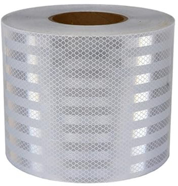 EALLEN Super Forte Nastro Catarifrangente Adesivo, 15Cm X 10M Adesivo Riflettente Ad Alta visibilità per Auto, Strada, Bici All'aperto, Caschi, Moto,Bianca