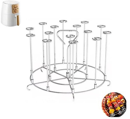 Support de brochettes 15 en 1 en acier inoxydable pour friteuse à air Ninja de 8 litres, support vertical pour brochettes de cuisine, barbecue