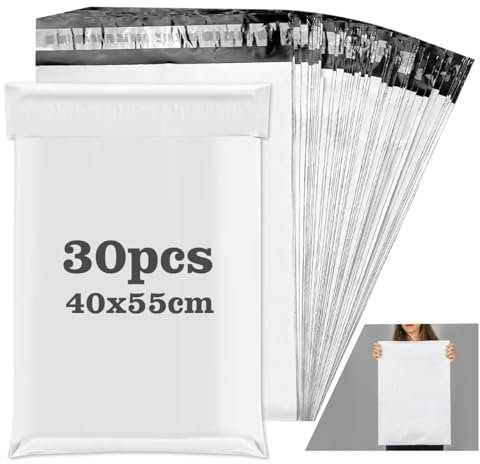 30 Stück Plastik Versandbeutel, 40×55cm Wasserdichte Versandtaschen Warensendung, Versandtüten Für Kleidung mit Selbstklebeband, Grau Blickdicht, Geeignet für Warenverpackung, Logistischen Versand