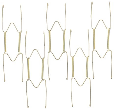 POPETPOP 5 Stück Federhängender Tellerständer Telleraufhänger Für Die Wand Plattenbügel Tellerhalter Zum Aufhängen An Der Wand Plattenhaken Rostfreier Stahl Golden