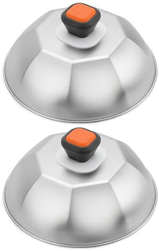 ZBXFCSH Couvercles de wok en acier inoxydable de 22,9 cm - Couvercle pour badigeonner et cuire à la vapeur de qualité commerciale - Idéal pour les barbecues Blackstone à dessus plat, 0,6 mm