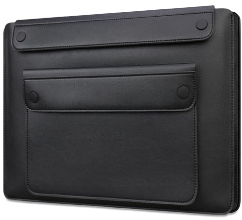 Lacdo Borsa Protettiva Custodia per HP 14 Laptop, Lenovo Dell ASUS Acer Chromebook 14, HP Stream 14/Ultrabook, Dell Latitude 14, ASUS Vivobook 14, Custodia per Computer in pelle con 3 Scomparti, Nero