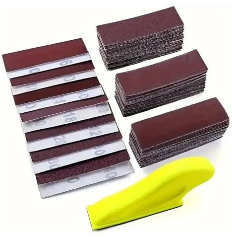 Schleifpapier Set, 51 Teile Mikro-Schleifwerkzeuge, Schleifpapier für Holz | Detailgriff-Schleifwerkzeugemit Körnung 80/120/180/240/400 für Heimwerker, Enge Räume, Polieren (Rot)