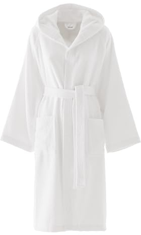 Bassetti Accappatoio Con Cappuccio, Bianco, 100% Cotone, Taglia M, Adulto Uomo Donna Unisex, In Spugna Morbido Assorbente Resistente E Lavabile In Lavatrice
