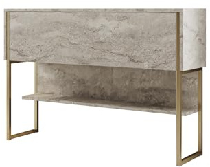 Habitat et Jardin Console en Bois Luxe - 120 x 30 x 80 cm - Travertin Or