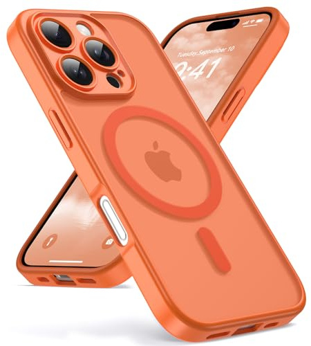 Oududianzi - Magnetica Cover per iPhone 16 Pro Max Magsafe, Arancione