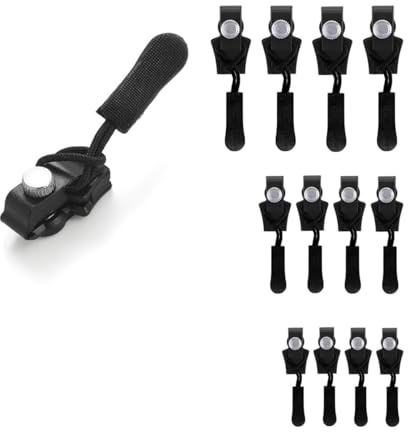 KEPYATI 12 Pezzi Cursore Cerniera Ricambio Universale, 3 Misure - Kit Riparazione Cerniera Essenziale Per Cerniere In Nylon Plastica Metallo, Riparazione Facile Per Zip Puller Rotto