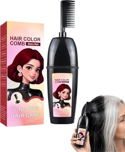 Peine 3 en 1 para teñir el cabello con cepillo integrado, peine portátil para cubrir el cabello gris, impermeable y resistente al sudor, coloración de cabello en un solo paso, sin mezclar, sin