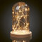 hellum Glasglocke mit Lichterkette warmweiß 30 LEDs, Glasglocke mit Holzboden Höhe 19,5cm, Deko batteriebetrieben (nicht inklusive) mit Timer Valentinstag Dekoration 523713