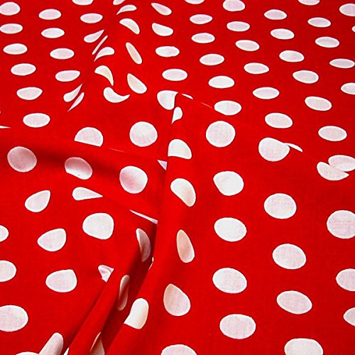 Stoff am Stück Stoff Baumwolle Punkte groß rot weiß Tupfen Dots Baumwollstoff