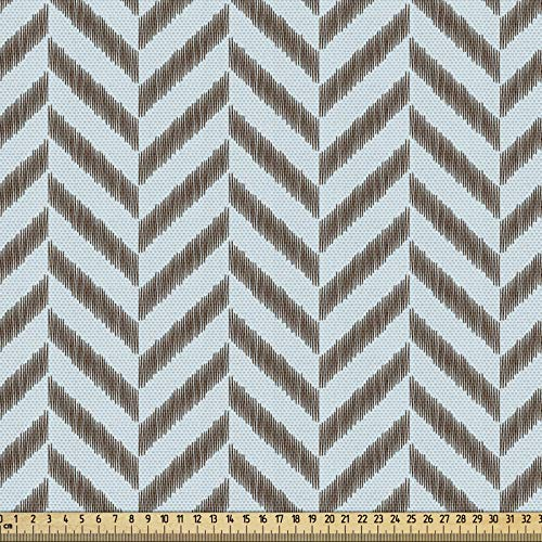 ABAKUHAUS Wasser Gewebe als Meterware, Sketchy Chevron Zickzack, Schön Gewebten Stoff für Polster und Wohnaccessoires, 1M (148x100cm), Himmelblau und Braun