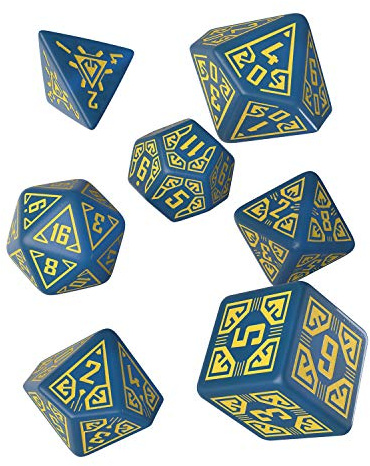 Arcade Blue & yellow Dice Set (7), QWOARC1E