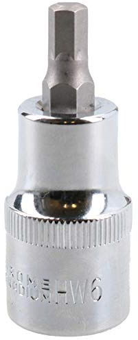 6mm Hex Bit Metric Allen Socket Male 1/2 Drive 55mm Length Strengthened Tip